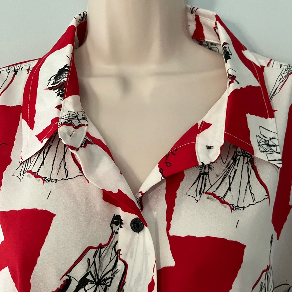 Karl Lagerfield Paris graphic print top baggy art to wear eclectic minimalist 2X - Picture 4 of 9